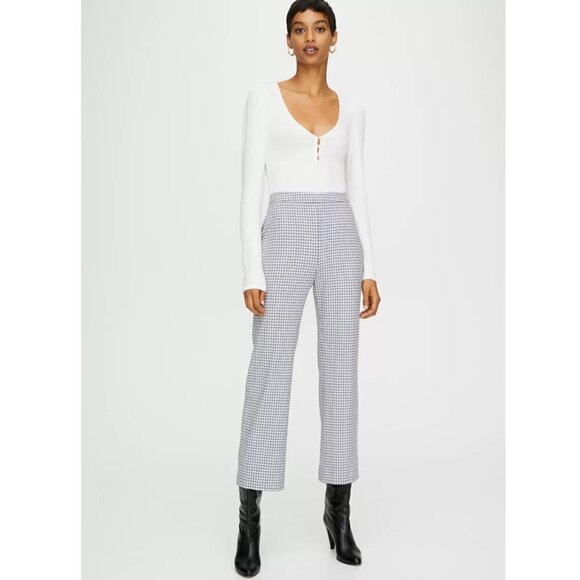 Aritzia Wilfred Kick Flare Pant High-Waisted Gingham Pant Size 0 - Picture 1 of 9